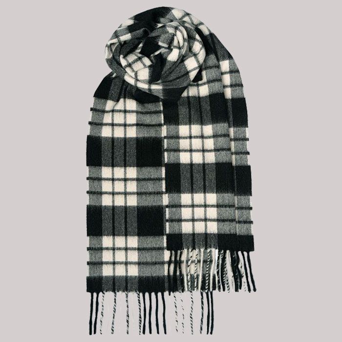 Black And White Tartan Luxury Cashmere Scarf main product photo