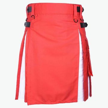 Red White Hybrid Utility Kilt For Men