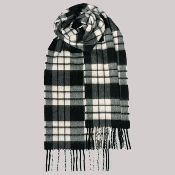 Black And White Tartan Luxury Cashmere Scarf