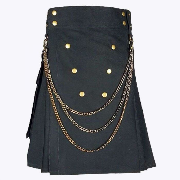 Black Fashion Utility Kilt For Men main product photo